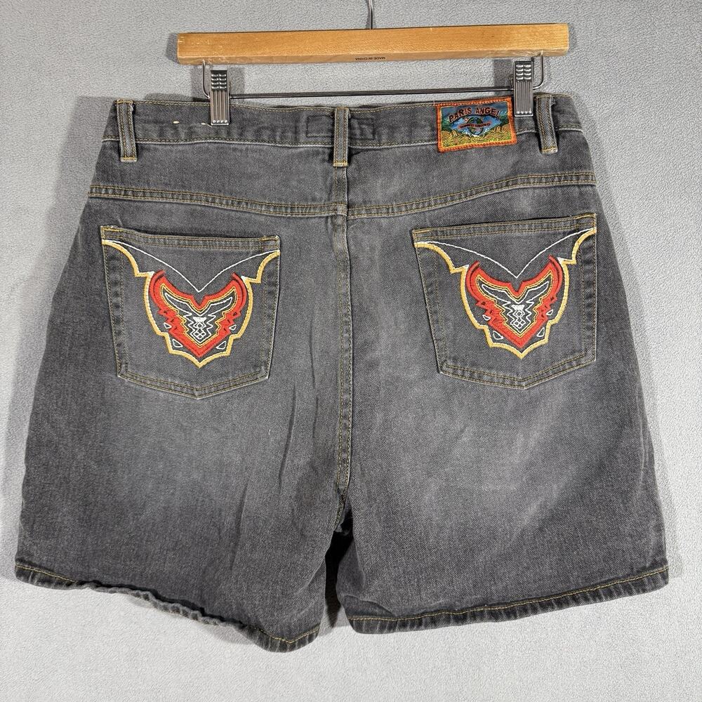 Paris Angel Jean Shorts Women's Size 32x6 Grey Denim Embroidered Pockets